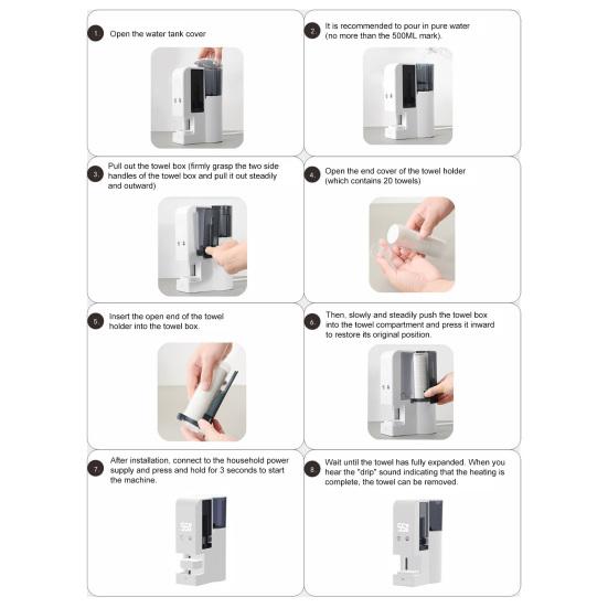 Подогреватель полотенец для лица Автоматический Подогреватель одноразовых полотенец Резервуар для воды 500 мл Портативный Отпариватель сжатых полотенец для домашнего спа