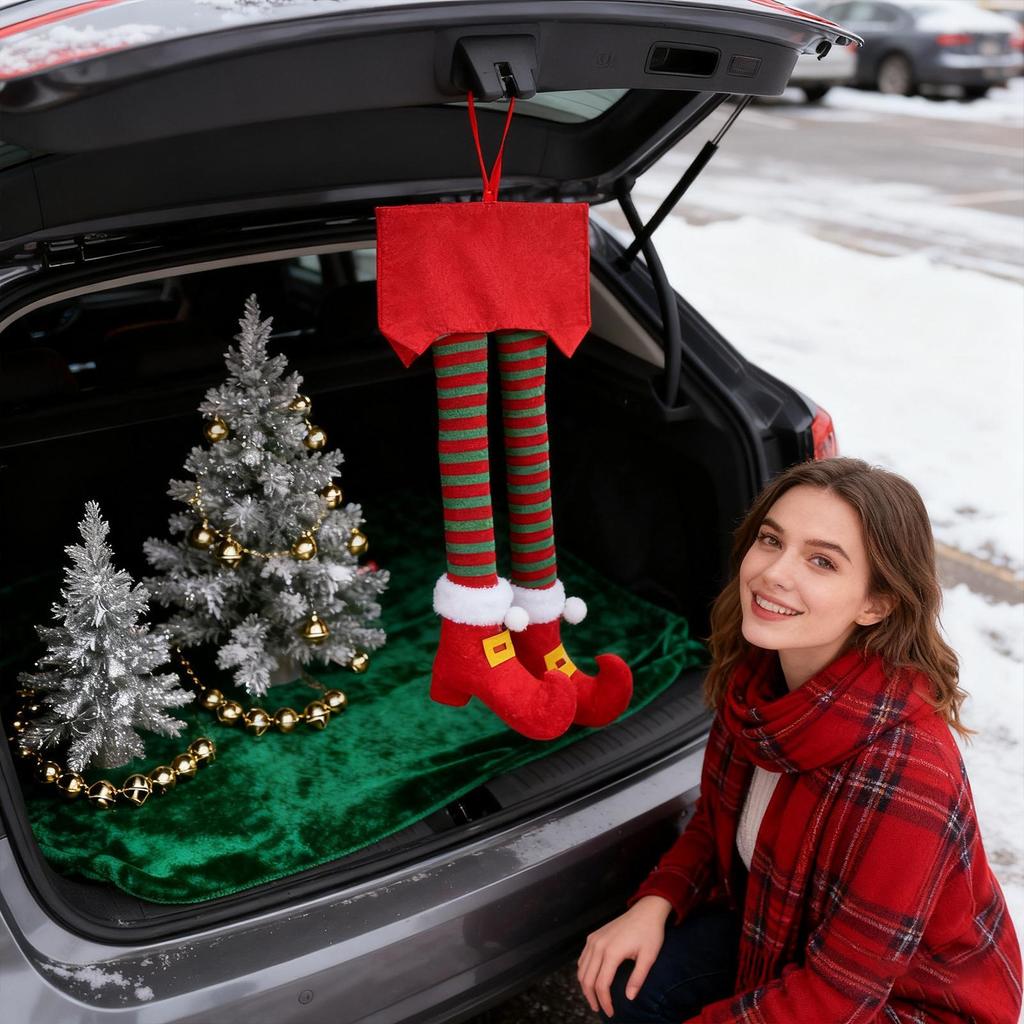 Украшения на багажник Подвеска Дед Мороз Рождественские ноги Деда Мороза для венка для елки дома автомобиля внедорожника грузовика мотоцикла автодома