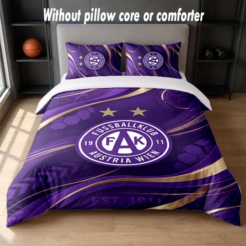 Austria Wien FC Design Bed Bedding Set 1 Duvet Cover + 2 Pillowcases Soft Breathable Household Bed Linens