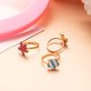 10PC Random Rhinestone Children Mixed Color Butterflies Flowers Finger Rings Sets Cartoon Fruits Jewelry Accessories