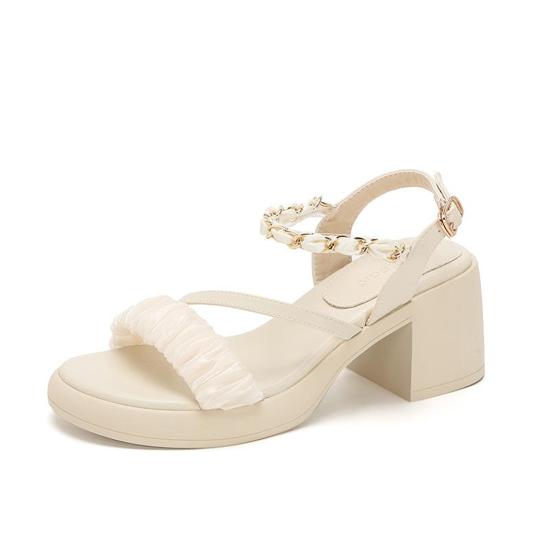 Босоножки женские новые летние на платформе с юбкой толстый каблук с ремешком на одно слово босоножки на высоком каблуке