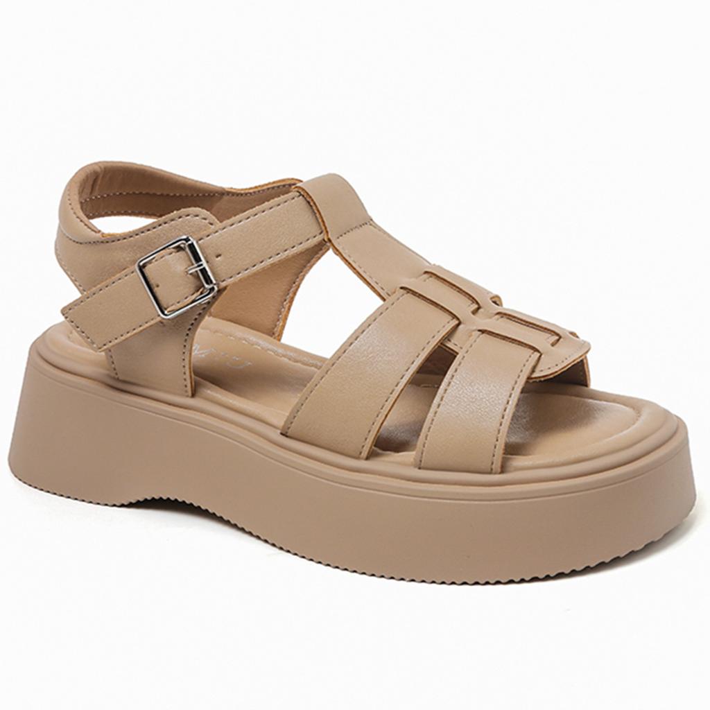 Fashion All-Match Roman Sandals Muffins Shoe 2025 Women's Open Toe Female Shoe Clogs With Heel Buckle Strap Gladiator Flat New Peep Girl