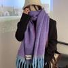 Plush Long Wool Tassel Scarf Gradient Color Cashmere Shawl Fashion Winter Cashmere Scarves  Girl
