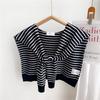Women's Striped Knit Shawl: Spring/Autumn Collarless Vest Scarf for Air-Conditioned Rooms