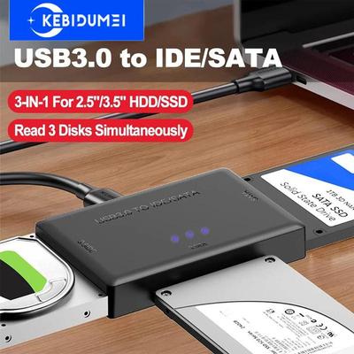 Адаптер-конвертер USB 3.0 в SATA IDE для жесткого диска, устройство чтения жесткого диска для 3,5 2,5-дюймового HDD/SSD CD DVD ROM CD-RW 3 в 1 USB IDE SATA адаптер