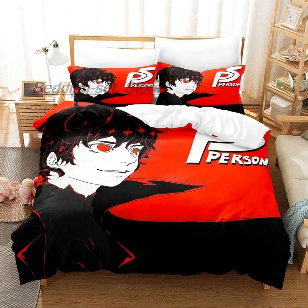 Комплект постельного белья Persona 5 Односпальный Полуторный Двуспальный Кинг-сайз Комплект для кровати Взрослый Детский Спальня Комплекты пододеяльников 3D-принт Аниме комплект простыней