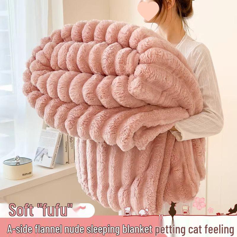 Толстое зимнее одеяло из кроличьего меха - На флисовой подкладке, Теплый коралловый флис, Фланелевое покрывало