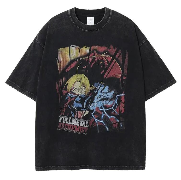 Hot Full Metal alchemist Elric Brother Vintage T-shirt Gift All Size S-4XL