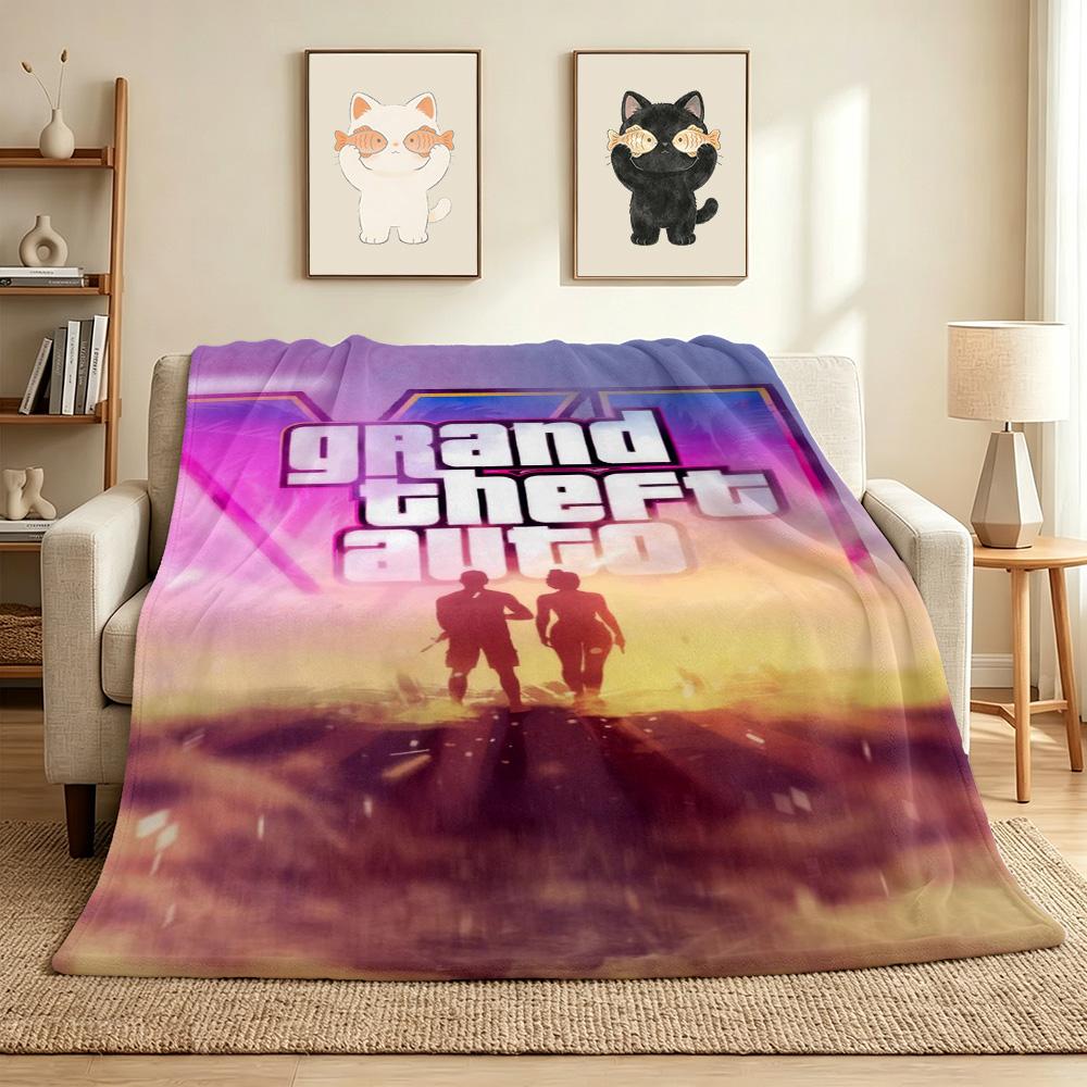Gta V Cover Flannel Blanket Throw Blanket Soft Warm Sofa Bed Camping Home Decor Unique Christmas Gift C9211769