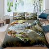 Snails Bedding Set 3pcs for Kids Boys Teens Snails On a Brnch Above The Water Comforter Cover Reptile Microfiber Duvet Cover Set