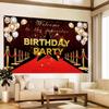 Red Carpet Night Birthday Party Backdrop Banner Walk of Fame Theme Decor for Super Star Boy Girl Dance Prom VIP Access Homecoming Movie Party Birthday