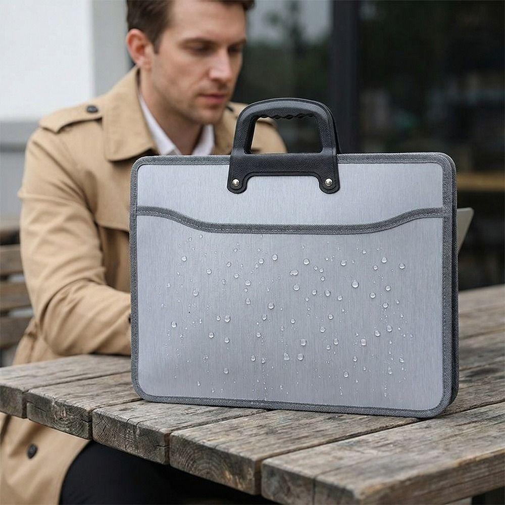 Oxford Cloth Office Briefcase Waterproof Document Handbag Protective Portable File Bag Car Side