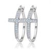 Серьги-кольца серебряного цвета Orsa Jewels для женщин, большие серьги-кольца с крестообразным креплением, блестящие австрийские кристаллы, модные ювелирные серьги Oe142