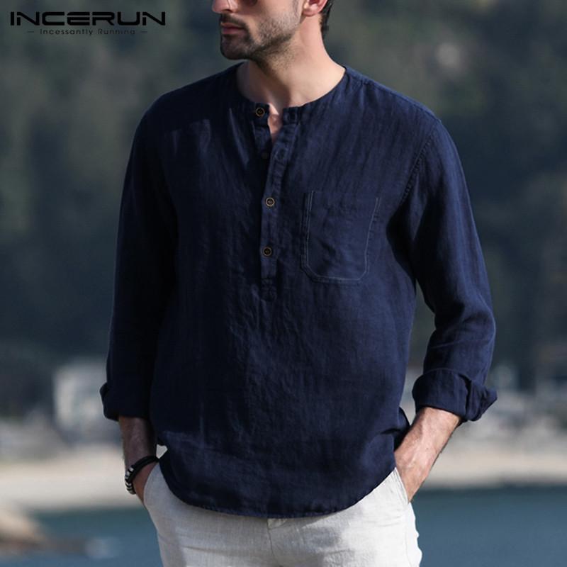 Мужская рубашка из хлопка с длинным рукавом