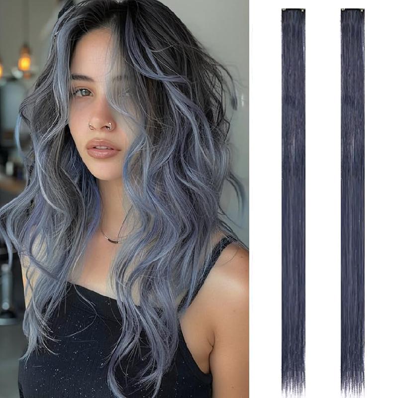 Aosiwig 2 шт. Накладные волосы на заколках, цветные пряди для вечеринки, прямые радужные накладки для волос, фестиваль, Хэллоуин, косплей для женщин, девушек