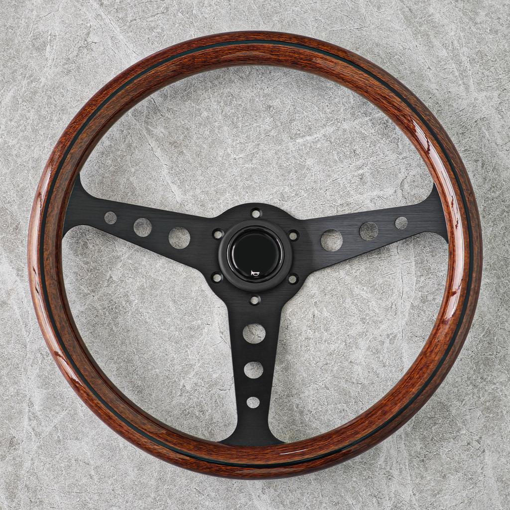 Universal Heritage Indy Wood Grain Steering Wheel 14inch Classic Racing Sports Car Steering Wheel