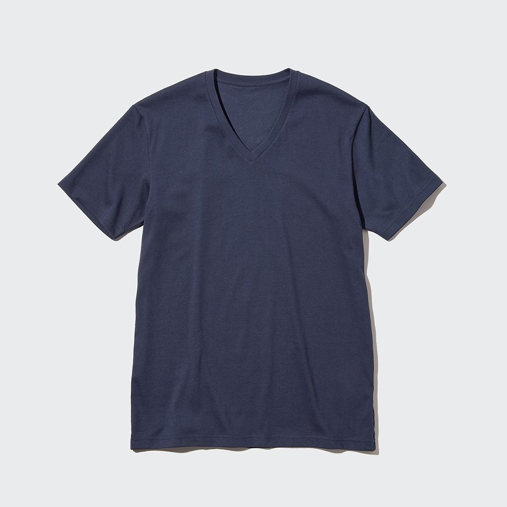 Uniqlo Сухой цвет, V-образный вырез, футболка (Короткий рукав)