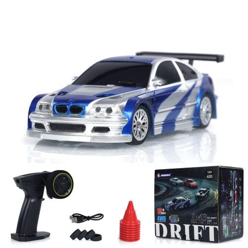 Wheelfun 1/43 RC Scale RTR Race Car Remote Control Drift 4WD Mini Light System RTR High Speed ??Four-Wheel Drive Racing Model Fully Proportional RC El