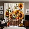 2 шт. HD Подсолнух Благодарения Цветочная корзина с подсолнухами декоративная занавеска Желтая цифровая печать занавеска украшение дома стиль