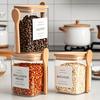 Стеклянная герметичная банка с ложкой, кухонная бутылка для хранения различных круп и сухофруктов, бамбуковая и деревянная крышка с ложкой, бытовая банка для специй