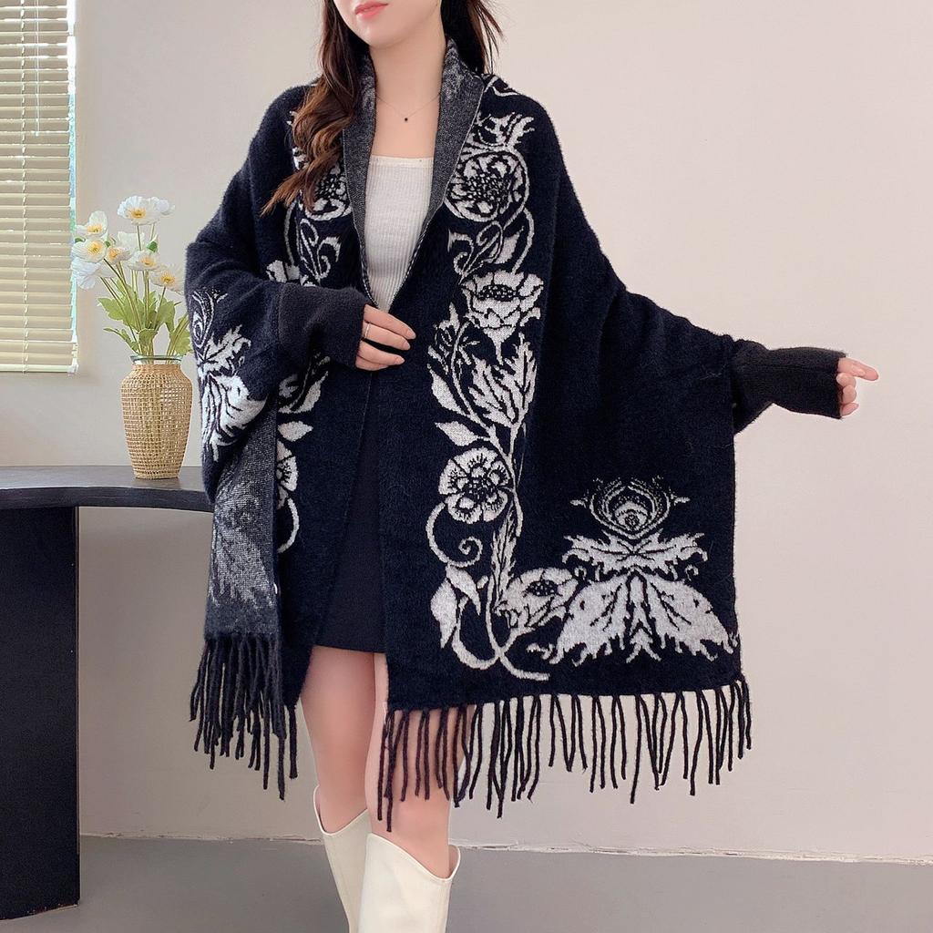 Шаль Этнический стиль свитер вязаный теплый женский осень и зима новый плащ стиль плащ куртка