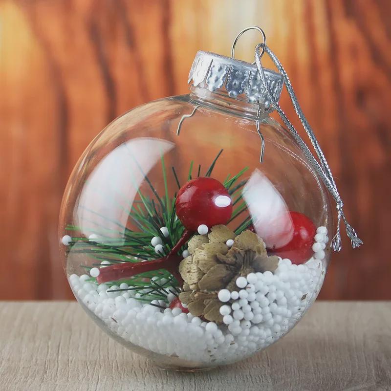 Transparent PET Christmas Tree Ornament - 6cm & 8cm DIY Hollow Plastic Ball Pendant