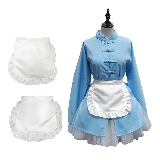 Косплей фартук горничной, фартук с оборками на талии для девочек, кухонный костюм, однотонный нарядный фартук, аксессуар для косплей-наряда