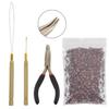 Hair Extensions Tool Kit : 500 Pieces Micro Silicone Hair Beads/Rings I-Tip Hair Pliers Pulling Loop Threader Hook Needle