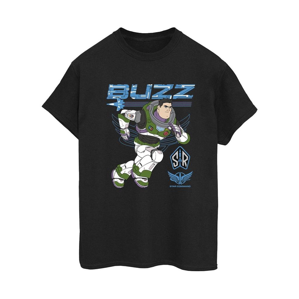 Disney Женская/Дамская Хлопковая Футболка Бойфренда Lightyear Buzz Run To Action