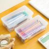 1Pc Large Capacity Plastic Pencil Box Stackable Translucent Clear Pencil Box Office Supplies Storage Organizer Box
