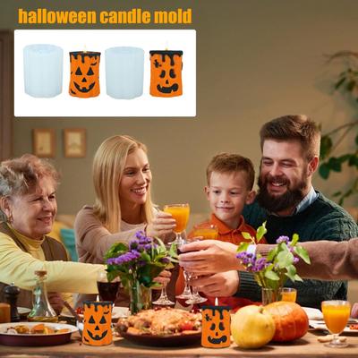 Форма для литья свечей на Хэллоуин, форма для свечей в виде лица призрака и тыквы, многоразовый силиконовый инструмент, формы для рукоделия и декора для начинающих