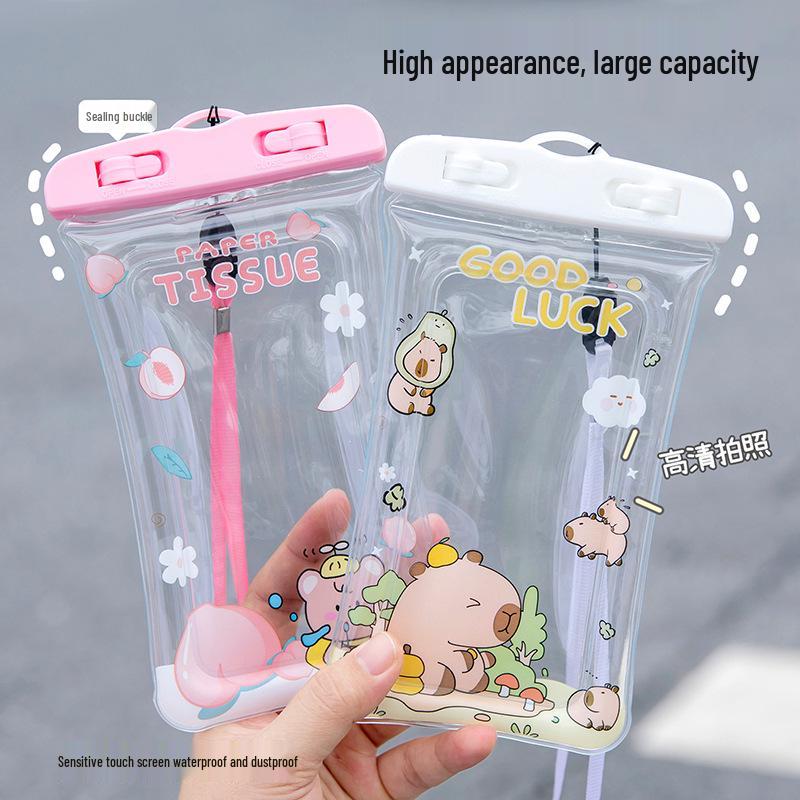 Мультяшный водонепроницаемый чехол-подушка безопасности для телефона - Милый прозрачный чехол с сенсорным экраном для плавания и рафтинга