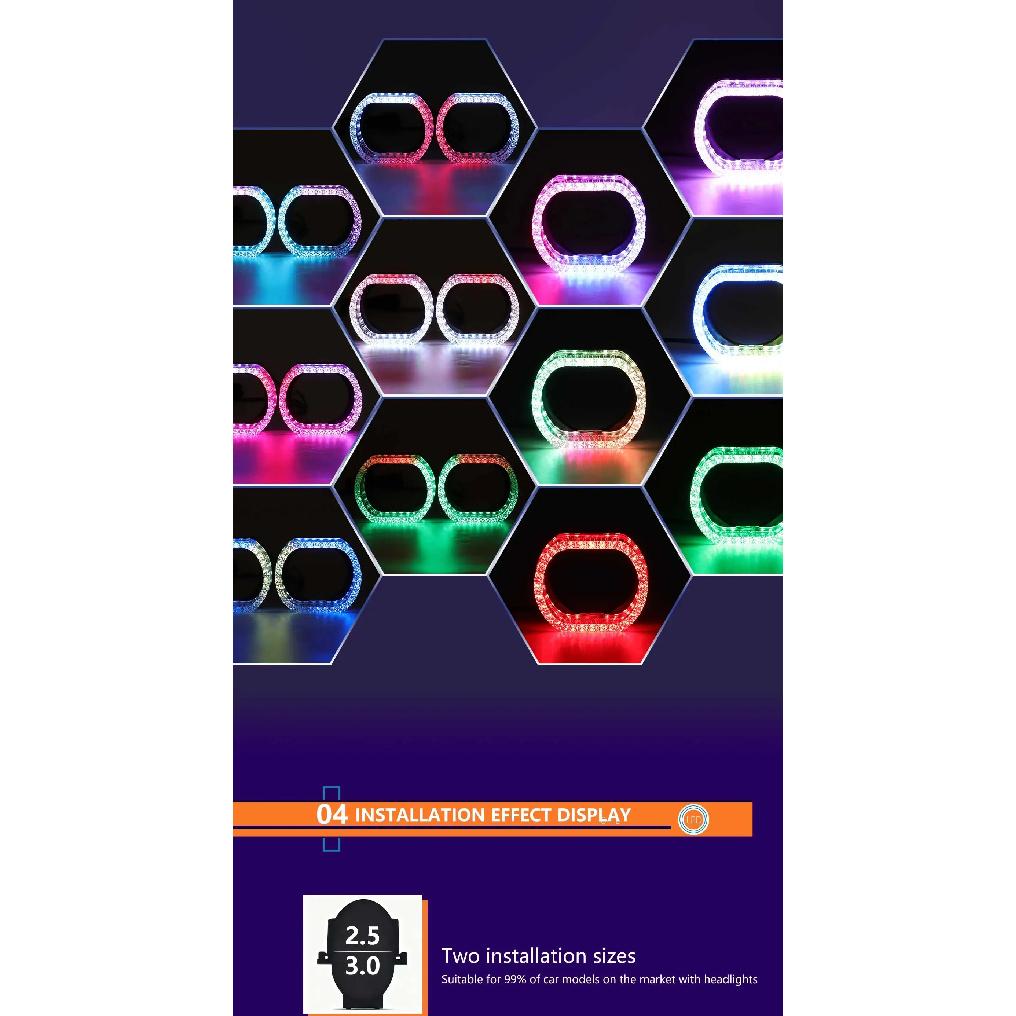 2 шт. 5D RGB Ангельские Глаза Кольца Гало с Поворотниками Приложение Bluetooth Светодиодные Мотоцикл Модификация Дневные Ходовые Огни Автомобильная Фара 12В
