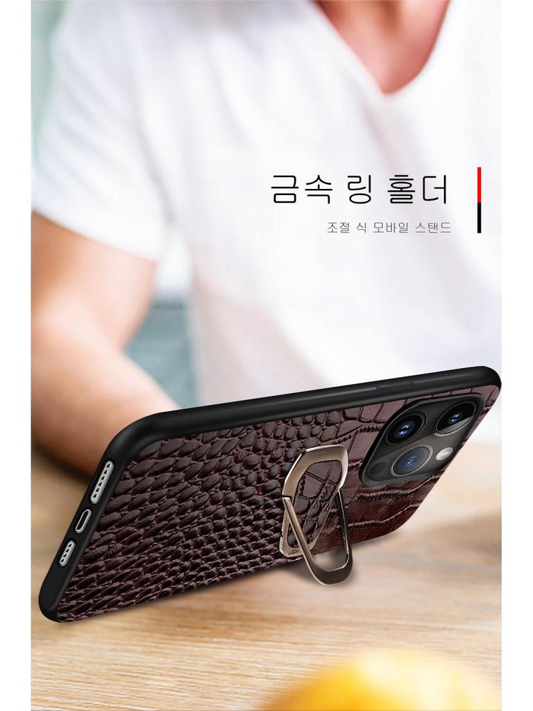 Чехол для мобильного телефона Apple 15 14Pro 12ProMax из коровьей кожи с узором под крокодила, магнитная наклейка-скоба