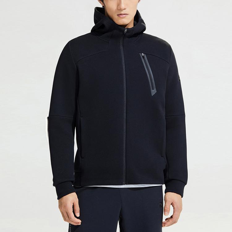 Anta Спортивная повседневная трикотажная куртка с капюшоном Мужские куртки Черный 152317733-5