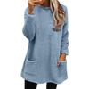 Women's Cartoon Print Round Neck Plush Hoodie with Pockets - Autumn/Winter Collection