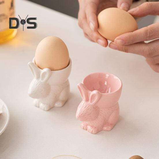 Ceramic Rabbit Egg Cup Bunny Egg Holder Breakfast Table Decor Egg Stand for Soft Boiled Egg Kitchen Utensils Easter Decoration