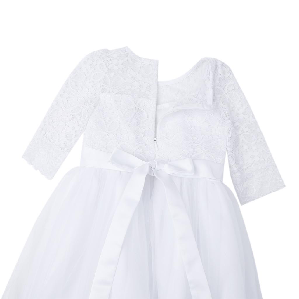 Girl Floral Lace Flower Dress Half Sleeved First Communion Wedding Bridesmaid Party Prom Gown