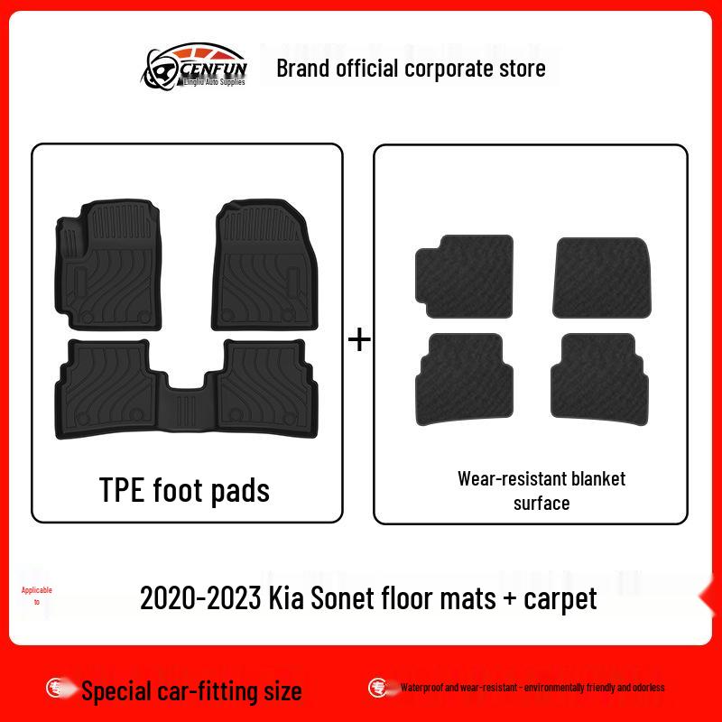 Kia Sonet 2020-2023 TPE Floor and Trunk Mats: Eco-Friendly, Odorless, Waterproof