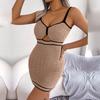 Women Summer Sexy Hollow Out Knitted Wrap Hip Solid Color Slim Holiday Strap Dress
