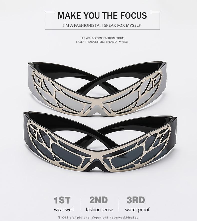 Женские солнцезащитные очки Y2K в стиле панк, без оправы, интегрированные, люксовый бренд, ретро, сетчатый ободок, технологичность, мужские солнцезащитные очки, УФ400