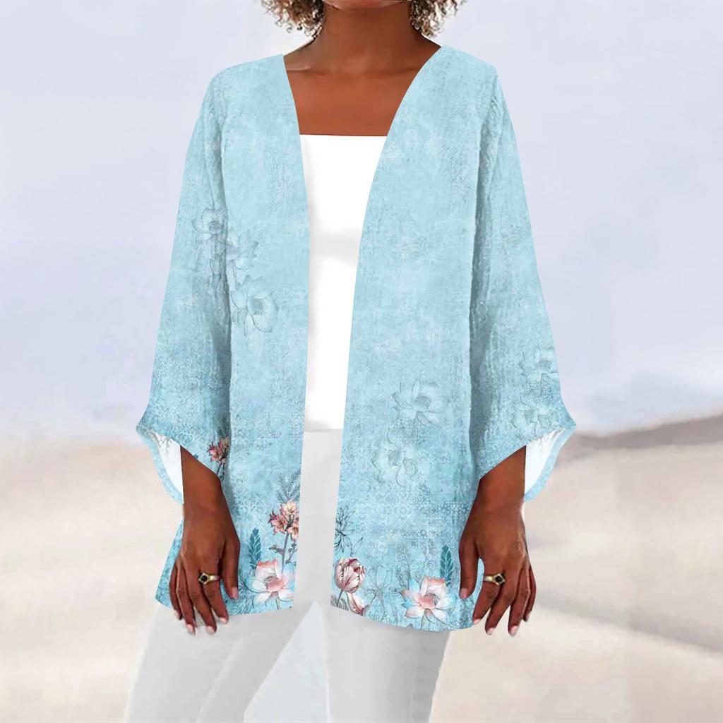 Женская повседневная модная легкая куртка средней длины с принтом в стиле ретро, ​​кардиган