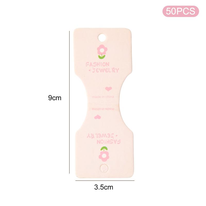 50Pcs Pink Flower Fold Packing Cardboard Display Cards For Handmade Necklace Bracelet Headwear Hairband Retail Hanging Labels