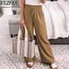 Women's Fashion Casual Solid Color Print High Waist Trousers Pants & Capris