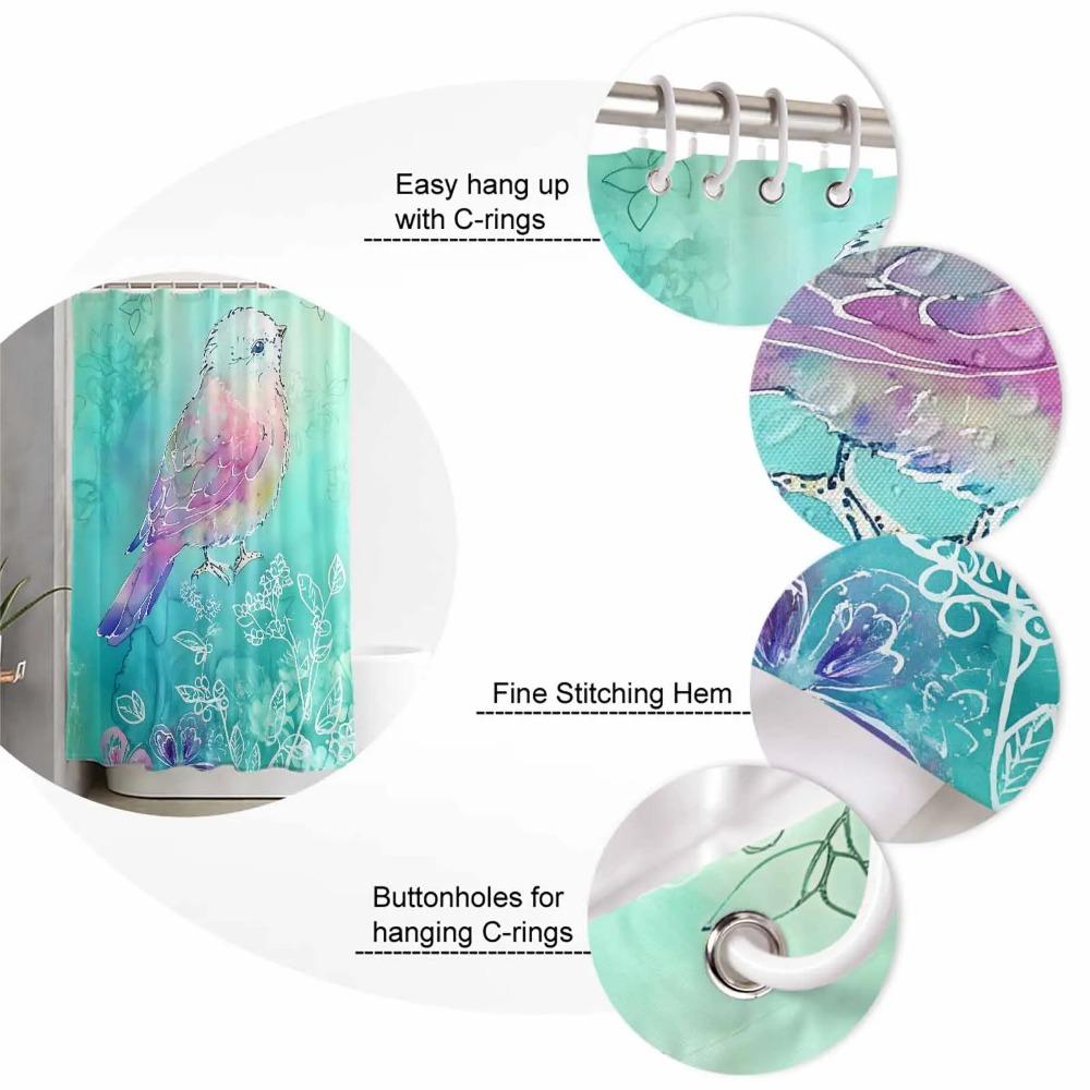 Винтажная шторка для душа с птицами и животными, декоративная для ванной комнаты, водонепроницаемая, с крючками