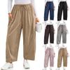 Women's Corduroy Pants Casual Loose Solid Color Wide Leg Wide Version With Pockets