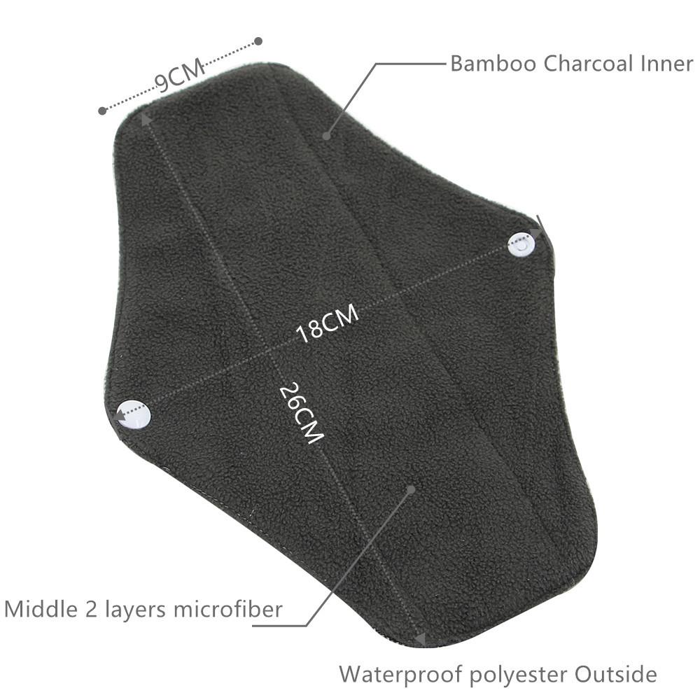 18X25cm Women Menstrual Pads Reusable Sanitary Napkin Absorbent Reusable Charcoal Bamboo Cloth Pads Washable Sanitary Towel