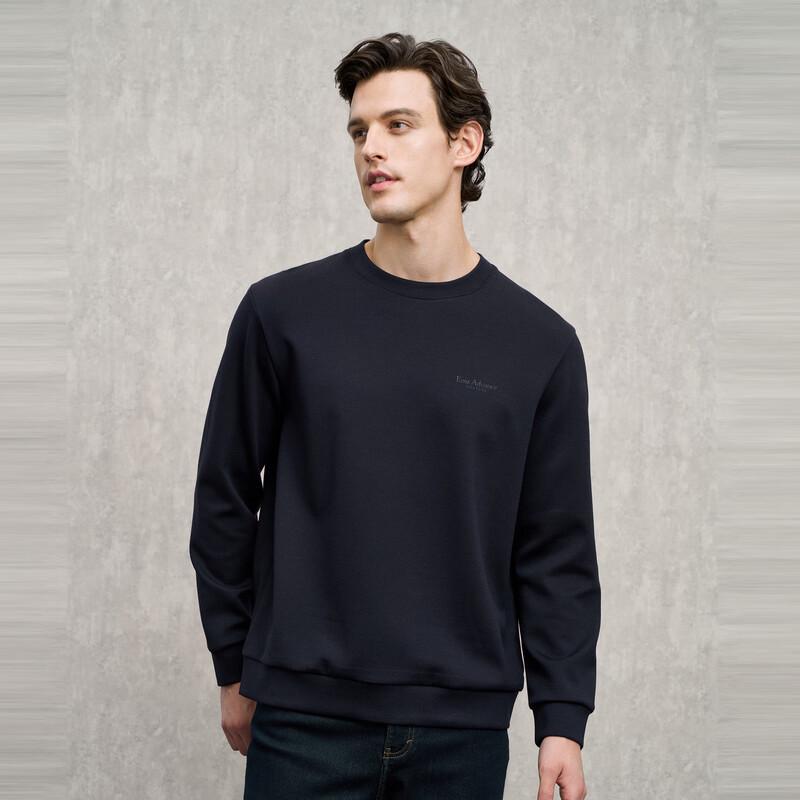 EMZ Мужской осенне-зимний теплый однотонный свитшот с круглым вырезом 9D7501536