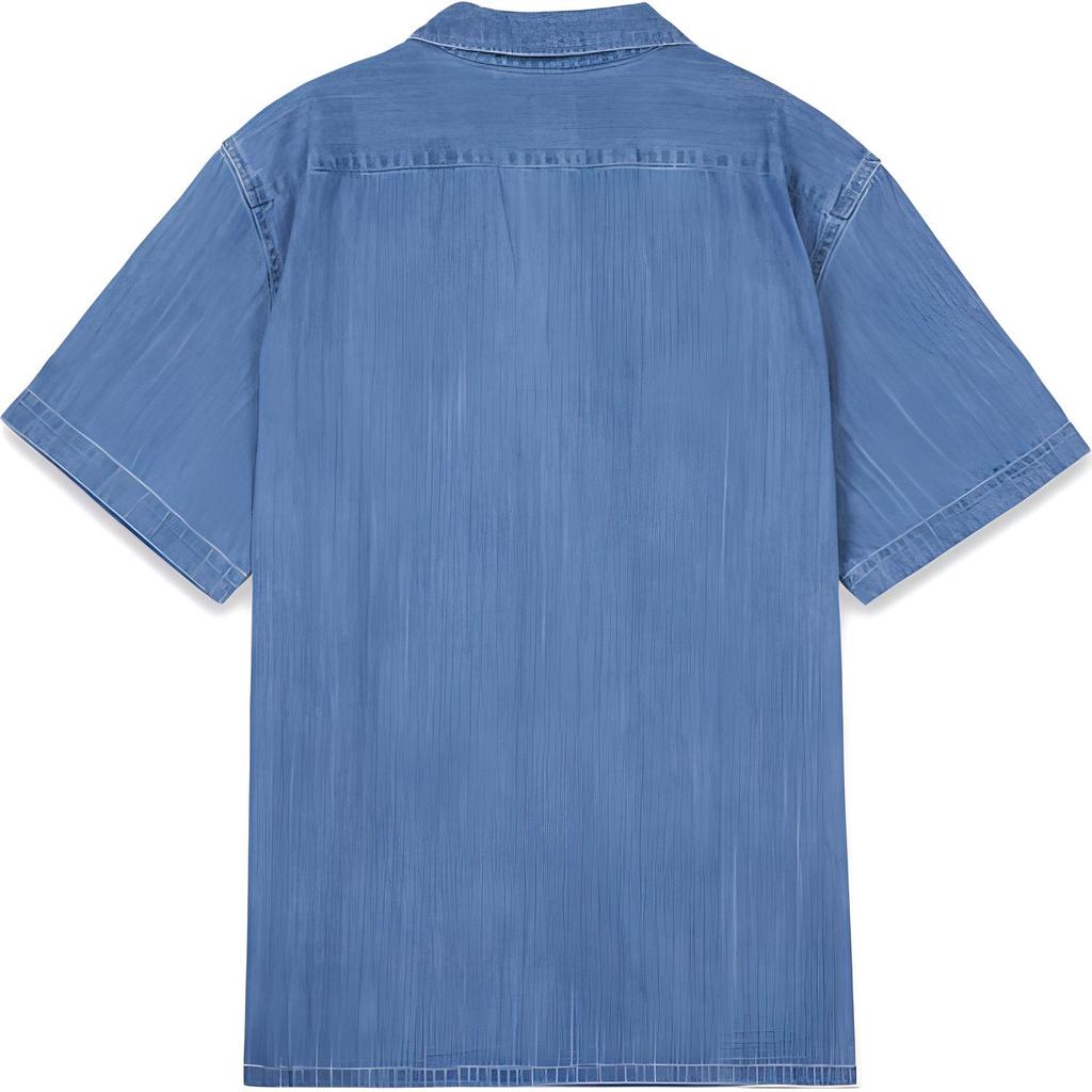 Levis Однотонная Удобная Рубашка с Коротким Рукавом и Воротником-Стойкой Мужские рубашки Ярко-синий A8457-0007