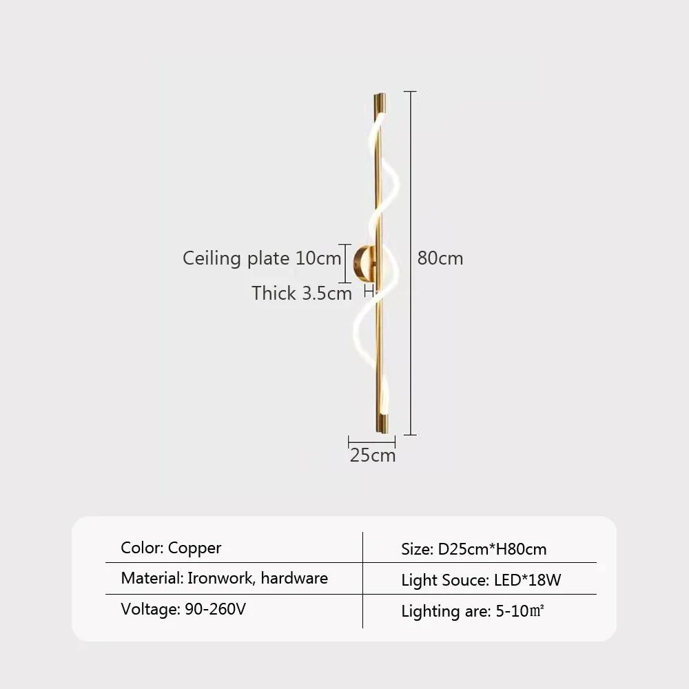 Wall Lamp LED Modern Black/Gold Music Note Spiral Wall Sconce For Bedroom Living Room Study Hallway Stairway Home Decor Lighting